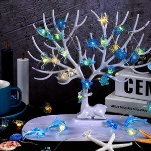 Blue and White Sea Life String Lights, NEW